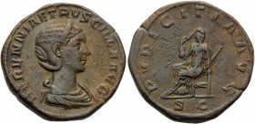 Herennia Etruscilla, Augusta, 249-251. Sestertius (Orichalcum, 28 mm, 21.29 g, 12 h), struck under her husband Trajan Decius, Rome, 250. HERENNIA ETRV...