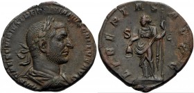 Trebonianus Gallus, 251-253. Sestertius (Orichalcum, 30 mm, 18.55 g, 6 h), Rome, 251-252. IMP CAES C VIBIVS TREBONIANVS GALLVS AVG Laureate, draped an...