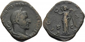 Trebonianus Gallus, 251-253. Sestertius (Orichalcum, 28 mm, 14.18 g, 12 h), Rome. IMP CAES C VIBIVS TREBONIANVS GALLVS AVG Laureate, draped and cuiras...