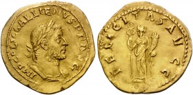 Gallienus, 253-268. Aureus (Gold, 21 mm, 4.33 g, 11 h), Lugdunum (Lyon), 256. IMP C P LIC GALLIENVS P F AVG Laureate and cuirassed bust of Gallienus t...