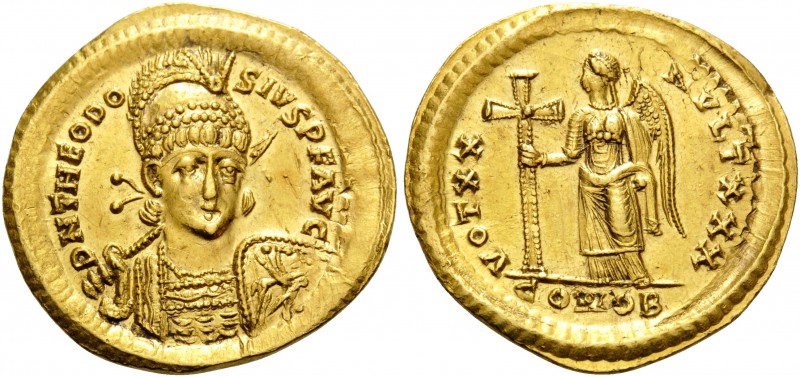 Theodosius II, 402-450. Solidus (Gold, 21 mm, 4.46 g, 6 h), Constantinople, 420-...