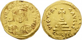 Tiberius II Constantine, 578-582. Solidus (Gold, 21.5 mm, 4.33 g, 6 h), Constantinople, 6th officina (ς), 579-582. d M TIb CONSTANT P P AVG Draped and...