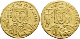 Constantine V Copronymus, 741-775. Solidus (Gold, 19 mm, 4.39 g, 6 h), Constantinople, 741-751. d LЄON PA MЧLt Crowned bust of Constantine's father Le...
