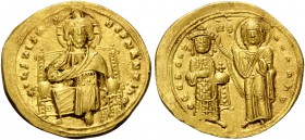 Romanus III Argyrus, 1028-1034. Histamenon (Gold, 23 mm, 4.41 g, 6 h), Constantinople. + ΙhS XIS REX REGNANTIhM Christ Pantocrator seated facing on th...