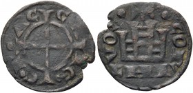 CRUSADERS. Principality of Achaea. Guillaume II Villehardouin, 1246-1278. Denier (Bronze, 17.5 mm, 9.92 g, 4 h), Corinth. G•P•ACCAIЄ• around long cros...