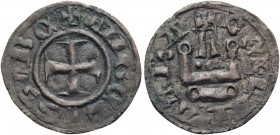 CRUSADERS. Great Wallachia. John II Angelus Comnenus, 1303-1318. (Billon, 18.5 mm, 0.88 g, 12 h), Denier Tournois, Hypate or Nea Patra. +ANGЄLVS SΑB C...
