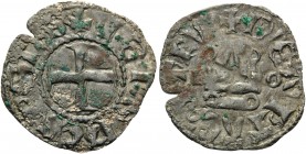 CRUSADERS. Despots of Epirus. Giovanni II Orsini, 1323-1335. (Billon, 18 mm, 0.73 g, 5 h), Denier Tournois, Arta. + IOh'S DЄSPOTVS around cross pattée...