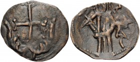 BULGARIA. Second Empire. Ivan Aleksandar, 1331–1371. Trachy (Bronze, 22 mm, 1.37 g, 5 h), Veliko Tarnovo. Cross pattée set on floral base. Rev. Ivan A...