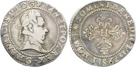 FRANCE, Royal. Henri III, as King of France and Poland, 1574-1589. (Silver, 30 mm, 6.84 g, 6 h), Demi-franc, dated 1579 G, Poitiers mint. •HENRICVS• I...