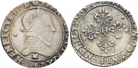 FRANCE, Royal. Henri III, as King of France and Poland, 1574-1589. (Silver, 28 mm, 7.07 g, 7 h), Demi-franc, dated 1579 M, Toulouse mint. •HENRICVS• I...