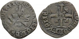 ANGLO-GALLIC. Henry V, 1413-1422. (Billon, 23.5 mm, 1.48 g, 5 h), Niquet au léopard, Rouen mint, pellet under 1st letter. Authorized 30 November 1421....