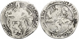 UNITED NETHERLANDS, Holland. 1576. Daalder (Silver, 40 mm, 23.60 g, 2 h). MO NO ARG ORDIN HOL 1576 Half-length bust of armored knight left, head right...