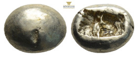 IONIA, Uncertain. Circa 650-600 BC. EL Hekte – Sixth Stater ( 2.4 g). Lydo-Milesian standard. Plain globular surface; letters of an unknown script alo...