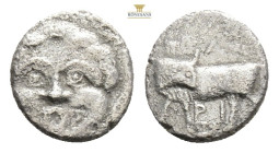 MYSIA. Parion. Hemidrachm (4th century BC). 1,7 g. 12,8 mm.
Obv: ΠΑ / ΡΙ. Bull standing left, head right; below, ivy leaf left.
Rev: Gorgoneion. SNG B...