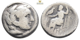 KINGS OF MACEDON. Alexander III 'the Great' (336-323 BC).Drahmı…AR…
Obv.Head of Heracles Right…..
Rev. ΒΑΣΙΛΕΩΣ ΑΛΕΞΑΝΔΡΟΥ, Zeus sitting on the left, ...