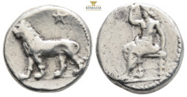 PERSIA, Alexandrine Empire. Uncertain satraps of Babylon, circa 322-312 BC. Tetradrachm (Silver, 16,3 mm, 15,7 g, ). Baaltars seated left, holding sce...