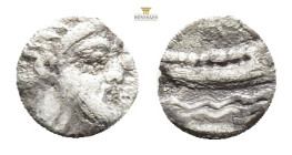 PHOENICIA. Arados. Circa 380-351/0 BC.Obol (Silver, 8,9 mm, 0.75 g, 2 h). Laureate and bearded head of Ba'al-Arwad to right. Rev. Galley sailing to ri...