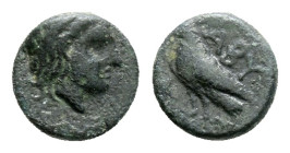 Greek Asia. Troas, Abydos. AE 1,7 g., 4th-2nd century BC. Obv. Head of Apollo right. Rev. Eagle standing left. cf. SNG München 20.