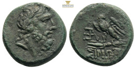 PAPHLAGONIA. Sinope. Bronze. Circa 90 - 70 BC BC
Obverse: Head of Zeus with laurel wreath on the right.
Rs: ΣINΩΠ[ΗΣ]. Eagle with open wings standing ...