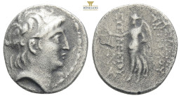 Seleukid Empire, Antiochos VII AR Drachm. 138-129 BC. 3.8 g, 18,mm, 
 Diademed head right / BAΣIΛEΩΣ ANTIOXOY EYEPΓETOY, Nike advancing left, holding ...
