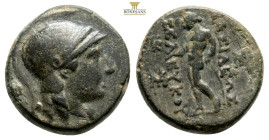 Seleukid Kingdom. Seleukos II Kallinikos. 246-226 B.C. AE (17,2 mm, 4,9 g, ). Sardes mint. Helmeted head of Athena right / BAΣIΛEΩΣΣEΛEYKOY, Apollo st...