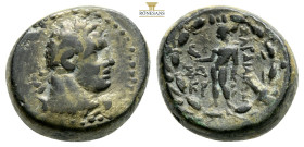 Lydia, Sardes. Civic Issue. Ca. 200-133 B.C. AE 17 (17.4 mm, 7.3 g, ). Kriea, magistrate. Laureate bust of a Herakles right, with lion's skin tied aro...