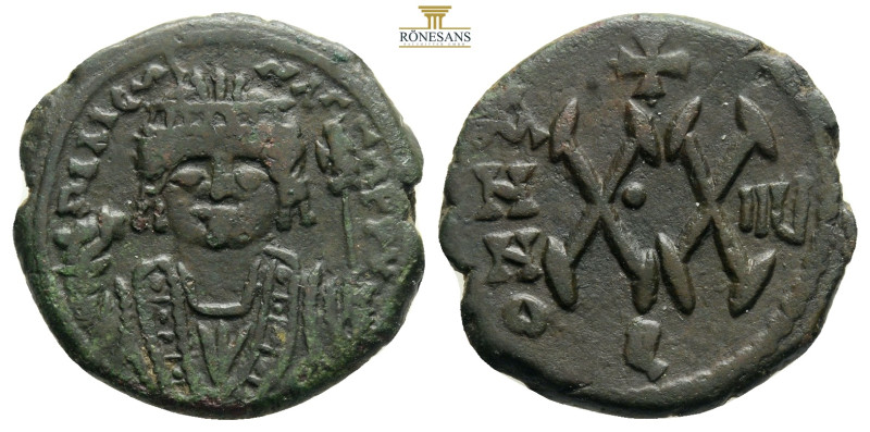 Maurice Tiberius AD 582-602. Dated RY 5=AD 587/8. Theoupolis (Antioch) Half foll...