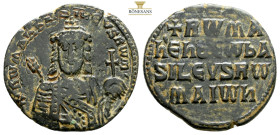 Romanus I Lecapenus AD 920-944. Constantinople. Follis Æ
26,3 mm., 6,1g.
+RWMAh bASILEVS RWM, crowned, bearded, facing bust of Romanus, wearing chlamy...