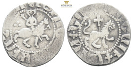 Armenia, Cilician Armenia, Royal, Levon III (1301-1307AD) AR Tram (20,5 mm, 2.5 g)
Obv: Levon III on horseback riding right, head facing, holding cruc...