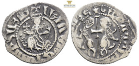 Armenia, Cilician Armenia. Levon I AR Tram. Sis mint, AD 1199-1219. ✠ \Levon, king of the Armenians\ in Armenian script, Levon seated facing on throne...