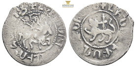 Armenia, Levon AR Takvorian. AD 1301-1307. King on horseback riding right / Lion walking left. AC 425var; CCA 1750. 1,8 g, 21,9 mm,
