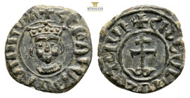 ARMENIA, Cilician Armenia. Royal. Hetoum II ,(1289-1293 AD, 1295-1296, and 1301-1305).
AE Bronze (23,1 mm 4,4 g)
Obv: Crowned facing head of Hetoum II...
