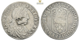 FRANCE. Louis XIV. (1658).
(20,3 mm 2.2g)
Obv: LVD XIIII D G FR ET NAV REX. Wreathed and draped bust right.
Rev: SIT NOMEN DOMINI BENEDICTVM 1658.Crow...