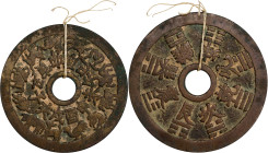 CHINA. Qing Dynasty. Brass Zodiac Charm, ND (ca. 19th Century). FINE.
Weight: 24.86 gms. Diameter: 46 mm. Obverse: The twelve animals of the zodiac; ...