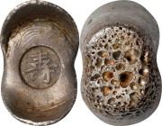 CHINA. Shanxi Fushou Xiaobao. Provincial Small Ingots. Silver 1/2 Tael Ingot, ND. VERY FINE.
BMC-Class-XXV. Weight: 18.15 gms. Stamped with "shou" (l...