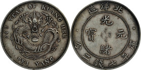 CHINA. Chihli (Pei Yang). 7 Mace 2 Candareens (Dollar), Year 34 (1908). Tientsin Mint. Kuang-hsu (Guangxu). PCGS Genuine--Graffiti, EF Details.
L&M-4...