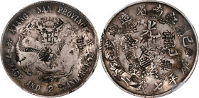 (t) CHINA. Kiangnan. 7 Mace 2 Candareens (Dollar), CD (1899). Nanking Mint. Kuang-hsu (Guangxu). NGC Genuine--Chopmarked.
L&M-222; K-74; KM-Y-145a.2;...