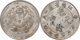 CHINA. Kiangnan. 7 Mace 2 Candareens (Dollar), CD (1901)-HAH. Nanking Mint. Kuang-hsu (Guangxu). PCGS MS-62.
L&M-244B; K-90; KM-Y-145a.6; WS-0829. Va...