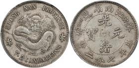 (t) CHINA. Kiangnan. 7.2 Candareens (10 Cents), CD (1903). Nanking Mint. Kuang-hsu (Guangxu). PCGS AU-50.
L&M-255B; K-98; Y-142a.12; WS-0854. Variety...