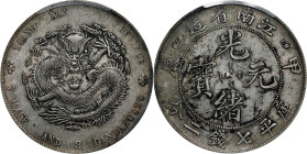 CHINA. Kiangnan. 7 Mace 2 Candareens (Dollar), CD (1904)-HAH CH. Nanking Mint. Kuang-hsu (Guangxu). PCGS Genuine--Chop Mark, AU Details.
L&M-257A; K-...