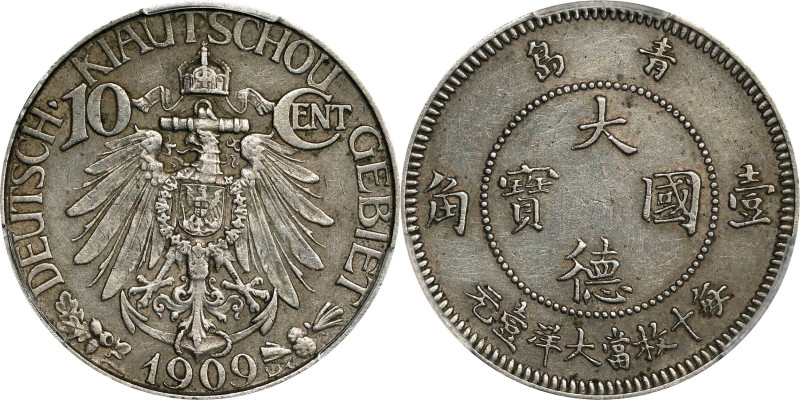 CHINA. Kiau Chau. 10 Cents, 1909. Berlin Mint. Wilhelm II. PCGS Genuine--Cleaned...