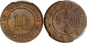 CHINA. Kwangsi. 10 Cents Pattern, Year 10 (1921). Kwangsi Mint. PCGS SPECIMEN-63 Brown.
L&M-168A; K-746.IIX; KM-Pn3; WS-0980.

Estimate: $1700
