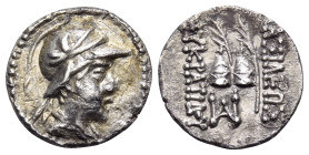 BAKTRIA, Greco-Baktrian Kingdom. Eukratides I, circa 170-145 BC. Obol (Silver, 10 mm, 0.67 g, 12 h), Baktra or an uncertain mint in the Paropamisadai ...