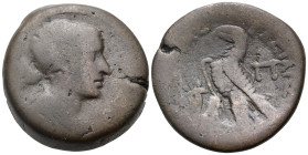 PTOLEMAIC KINGS OF EGYPT. Cleopatra VII Thea Neotera, 51-30 BC. 80 Drachmai or Diobol (Bronze, 26 mm, 20.89 g, 12 h), Alexandria. Diademed and draped ...