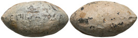 GREEK. Uncertain region. Elliptical sling bullet, 4th-1st centuries BC. (Lead, 33 x 18 mm, 37.69 g). EΠIKPATIΔΑ on plain surface. Rev. Blank. Some of ...