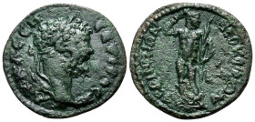 THRACE. Perinthus. Septimius Severus, 193-211. (Bronze, 17 mm, 2.19 g, 6 h). AY K Λ CEΠ CEY(HP)OC Π Laureate head of Septimius Severus to right. Rev. ...