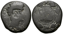 SYRIA, Seleucis and Pieria. Antioch. Augustus, 27 BC-AD 14. As (Bronze, 26 mm, 14.04 g, 1 h), circa 5 BC - AD 1. IMP AVGVST TR POT Laureate head of Au...