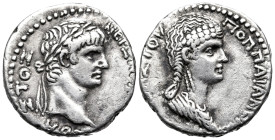 SYRIA, Seleucis and Pieria. Antioch. Nero, with Poppaea, 54-68. Drachm (Silver, 17 mm, 3.63 g, 12 h), RY 10 and year 111 of the Caesarean Era = 63. ΝΕ...