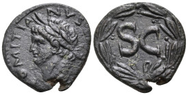 SYRIA, Seleucis and Pieria. Antioch. Domitian, 81-96. Semis (Bronze, 20.5 mm, 4.67 g, 12 h). DOMITIANVS CAESAR Laureate head of Domitian to left. Rev....