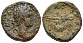 SYRIA, Seleucis and Pieria. Seleucia Pieria. Elagabalus, 218-222. (Bronze, 16 mm, 4.97 g, 1 h). AYTKMAY ANTΩNEINOCCE Laureate head of Elagabalus to ri...